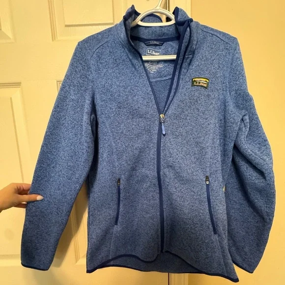L.L. Bean Heathered Blue Zip-Up Jacket - Picture 2 of 6